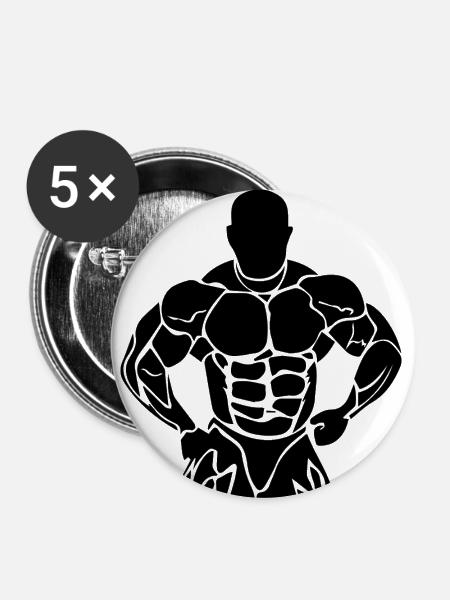 Bodybuilding - Buttons klein 25 mm (5er Pack) - Weiß