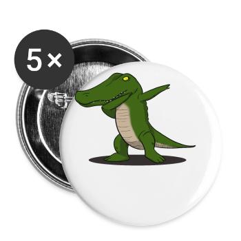 Krokodil Kroko Dab Dabbing Trend Tanz dapping - Buttons klein 25 mm (5er Pack) - Weiß - Vorne