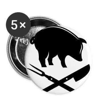 Griller un couteau couteau fourré porc steak maîtres - Lot de 5 petits badges (25 mm) - blanc - Devant