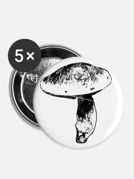 Steinpilz Herrenpilz - Buttons klein 25 mm (5er Pack) - Weiß