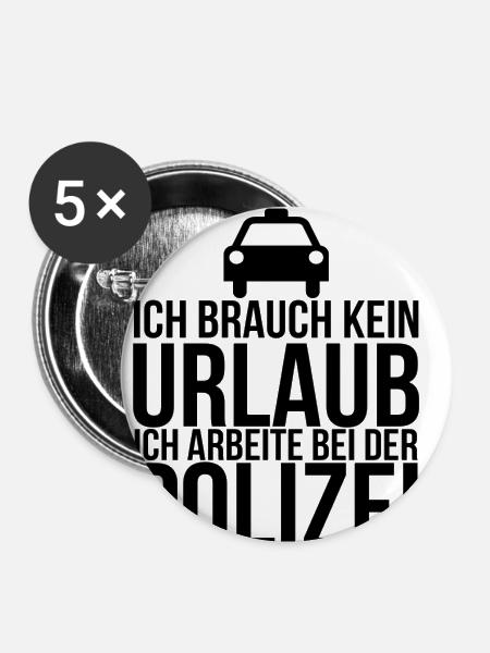 Polizist - Buttons klein 25 mm (5er Pack) - Weiß