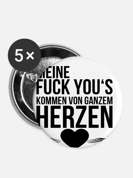 Fuck you - Buttons klein 25 mm (5er Pack) - Weiß