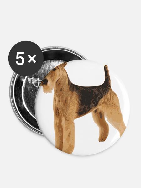 Airedale Terrier - Buttons klein 25 mm (5er Pack) - Weiß