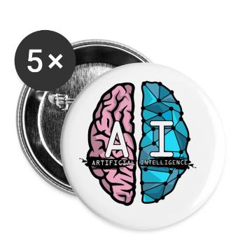 KI Nerd Künstliche Intelligenz Gehirn Geschenke - Buttons klein 25 mm (5er Pack) - Weiß - Vorne