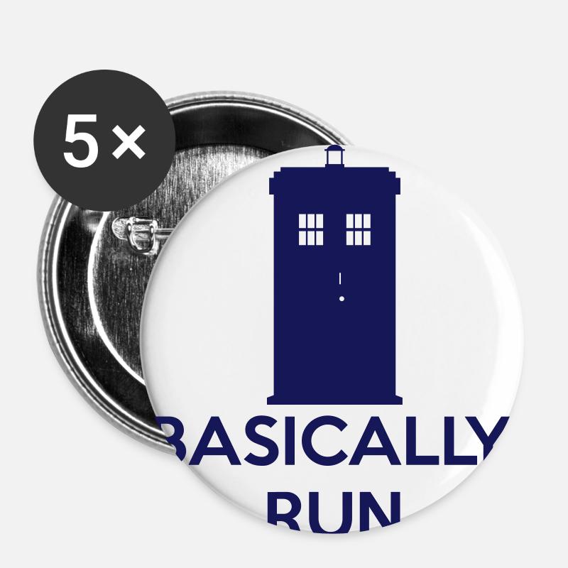 Basically, Run - Buttons small 1''/25 mm (5-pack) - white