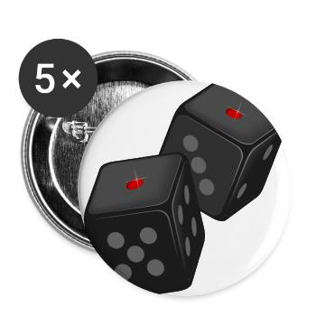 Deux dés / dés yeux de serpent (DDP) - Lot de 5 petits badges (25 mm) - blanc - Devant