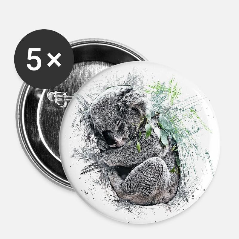 Koala bear - Buttons small 1''/25 mm (5-pack) - white