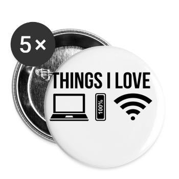 Nerd - Lot de 5 petits badges (25 mm) - blanc - Devant