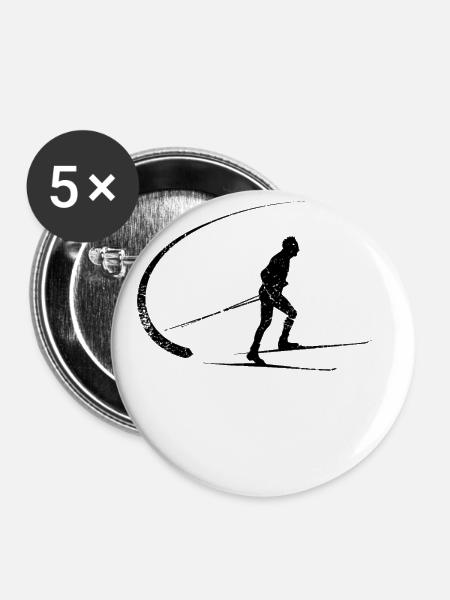 Langlauf - Buttons klein 25 mm (5er Pack) - Weiß