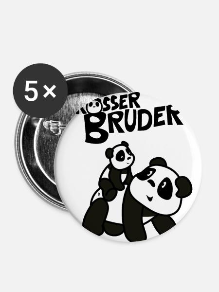 Pandalena Großer Panda Bruder - Buttons klein 25 mm (5er Pack) - Weiß
