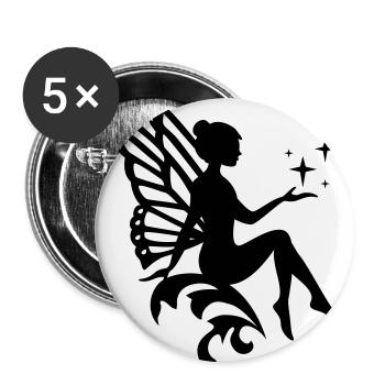Fée dans votre couleur préférée - Lot de 5 petits badges (25 mm) - blanc - Devant