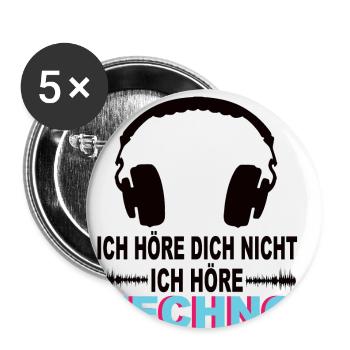 Techno - Buttons klein 25 mm (5er Pack) - Weiß - Vorne