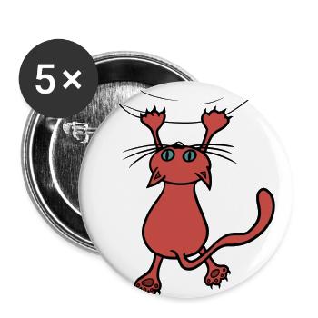 Wilde Katze rot - Buttons klein 25 mm (5er Pack) - Weiß - Vorne