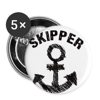 Boat skipper motorboat captain regatta sailor - Buttons small 1''/25 mm (5-pack) - white - Front