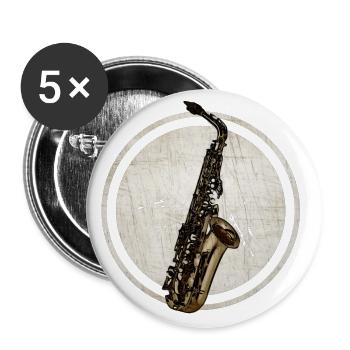 Saxophon - Buttons klein 25 mm (5er Pack) - Weiß - Vorne
