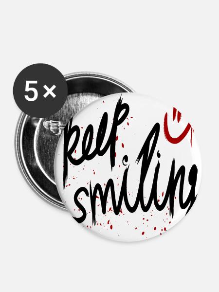keep smiling - Buttons klein 25 mm (5er Pack) - Weiß