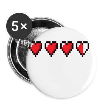 80er Herzen - Buttons klein 25 mm (5er Pack) - Weiß - Vorne