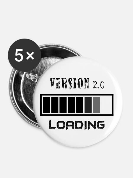 Version 2.0 - Buttons klein 25 mm (5er Pack) - Weiß