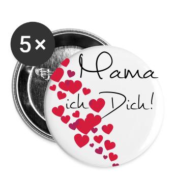 Muttertag Mama Ich liebe Dich, personalisierbar - Buttons klein 25 mm (5er Pack) - Weiß - Vorne
