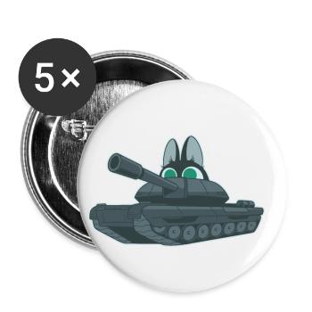 Panzer Katze Funny - Lot de 5 petits badges (25 mm) - blanc - Devant