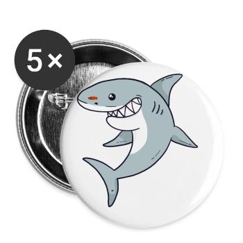 grand requin amant de requin cool - Lot de 5 petits badges (25 mm) - blanc - Devant