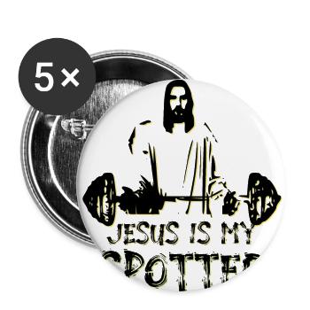 Jesus is my spotter gym - Buttons small 1''/25 mm (5-pack) - white - Front