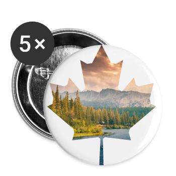 Ahronblatt Kanada Natur Wald See Berge Camping - Buttons klein 25 mm (5er Pack) - Weiß - Vorne
