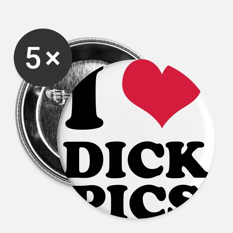 I Love Dick Pics - Buttons klein 25 mm (5er Pack) - Weiß