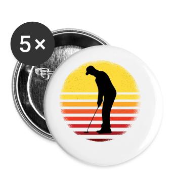 Golf Golfer Lustiges Shirt - Buttons klein 25 mm (5er Pack) - Weiß - Vorne