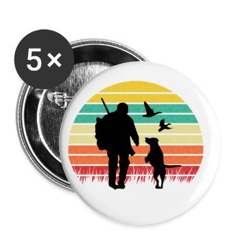 Hunter dog hunting - Buttons small 1''/25 mm (5-pack) - white - Front