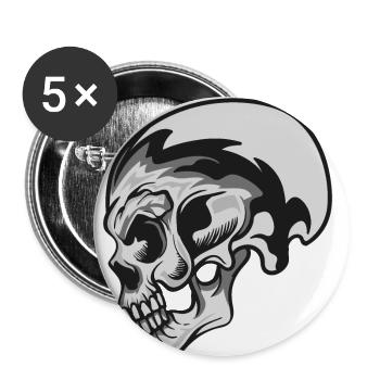 SILBERNE SCHÄDEL - Buttons klein 25 mm (5er Pack) - Weiß - Vorne