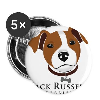 Jack Russell 3 - Buttons klein 25 mm (5er Pack) - Weiß - Vorne