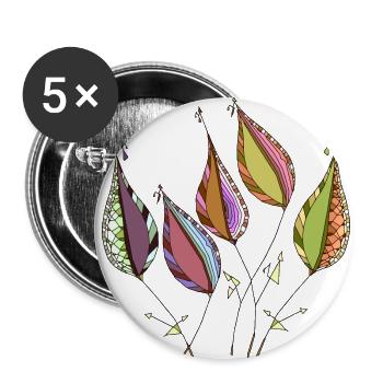 Feuilles - Lot de 5 petits badges (25 mm) - blanc - Devant