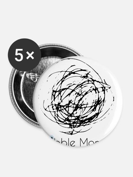 Kritzelndes Monster - Buttons klein 25 mm (5er Pack) - Weiß