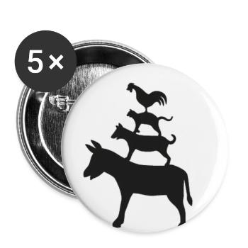 Bremen Town Musicians fairy tale Brothers Grimm - Buttons small 1''/25 mm (5-pack) - white - Front