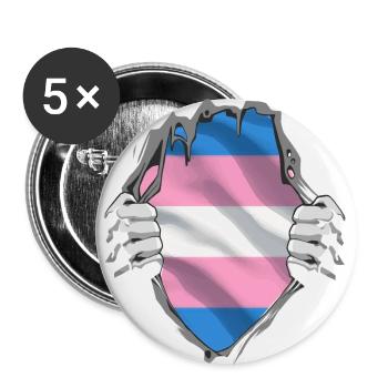 Trans Flagge auf der Brust Geschenk Pride - Buttons klein 25 mm (5er Pack) - Weiß - Vorne