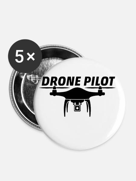 Drone Pilot - Buttons klein 25 mm (5er Pack) - Weiß