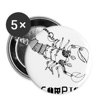 scorpio steampunk - Buttons small 1''/25 mm (5-pack) - white - Front