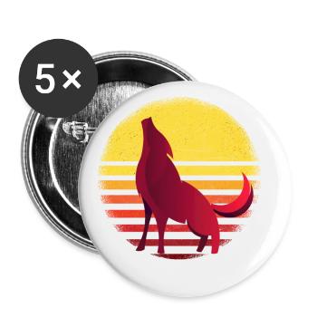 Wolf wolves howl - Buttons small 1''/25 mm (5-pack) - white - Front