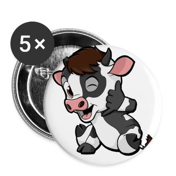 Dessin animé Cow | Chemise Cool Fun | Nature Minimalisme - Lot de 5 petits badges (25 mm) - blanc - Devant