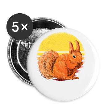 Écureuil disant - Lot de 5 petits badges (25 mm) - blanc - Devant