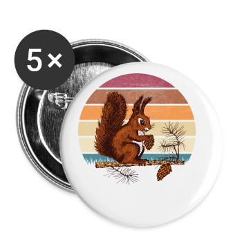 Eichhörnchen Design - Buttons klein 25 mm (5er Pack) - Weiß - Vorne