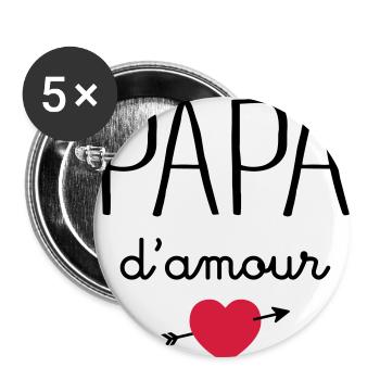 Papa D'Amour - Lot de 5 petits badges (25 mm) - blanc - Devant