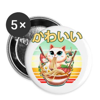 Cute Kawaii Cat You Maki Miso Happy Funny Jap - Buttons small 1''/25 mm (5-pack) - white - Front