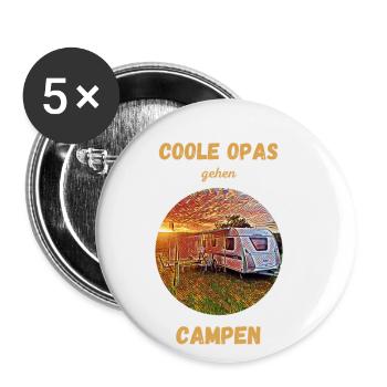 Coole Opas, Wohnwagen, Campen, Weihnachtsgeschenk, - Buttons klein 25 mm (5er Pack) - Weiß - Vorne