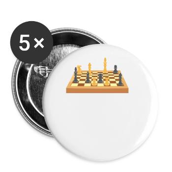 Schachbrett Schach Geschenk - Buttons klein 25 mm (5er Pack) - Weiß - Vorne