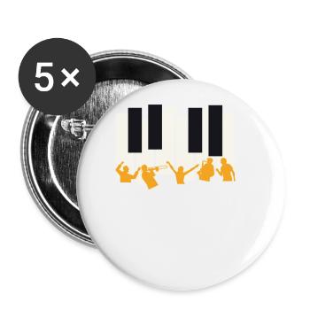 Saxophone musicien de piano jazz - Lot de 5 petits badges (25 mm) - blanc - Devant