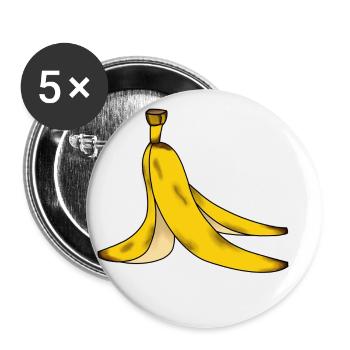 Banane Bananenschale vorsicht rutschig - Buttons klein 25 mm (5er Pack) - Weiß - Vorne