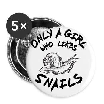 Only a Girl who likes Snails pour les escargots pour animaux - Lot de 5 petits badges (25 mm) - blanc - Devant