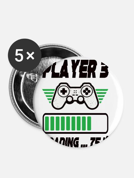 Player 3 Loading - Buttons klein 25 mm (5er Pack) - Weiß